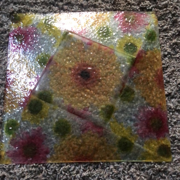 Infused glass plate. Colorful and textured on bottom smooth on top - Picture 6 of 7